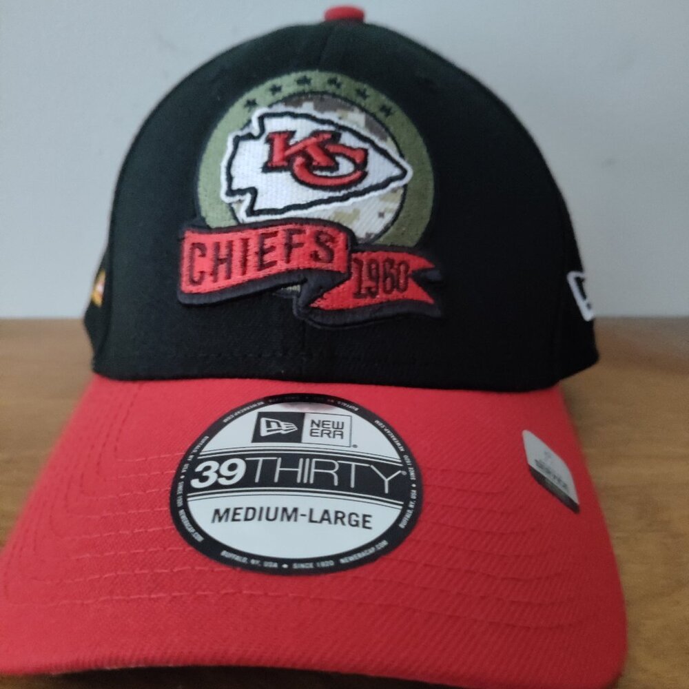 NWT 39THIRTY NEW ERA KC Chiefs 1960 Salute To Service Black Flex Hat Fitted M\L
